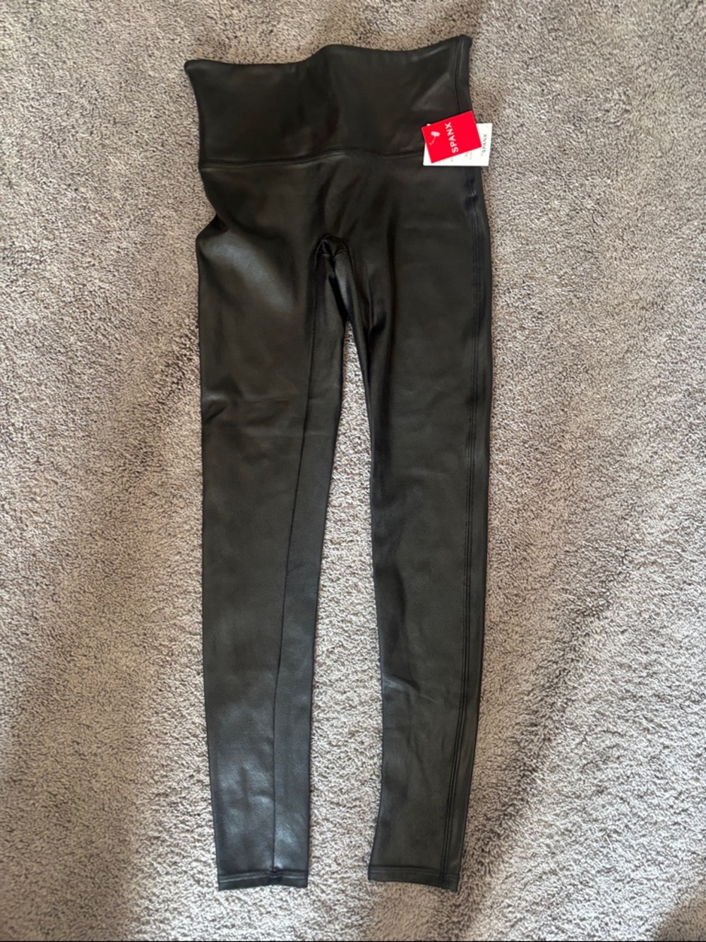 SPANX Black Faux-Leather High-Waist Leggings